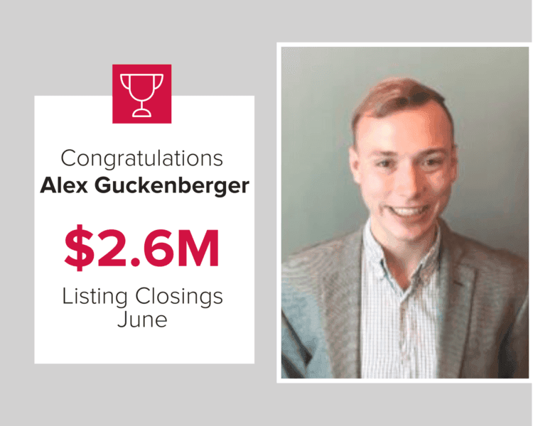 Alex closed $2.6 million in homes during June 2020