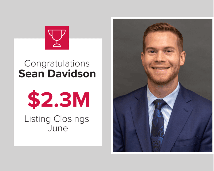 Sean Davidson closed $2.3 million worth of homes in June 2020