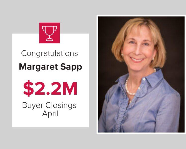 Margaret Sapp has been named a top real estate agent this April at Mark Spain Real Estate