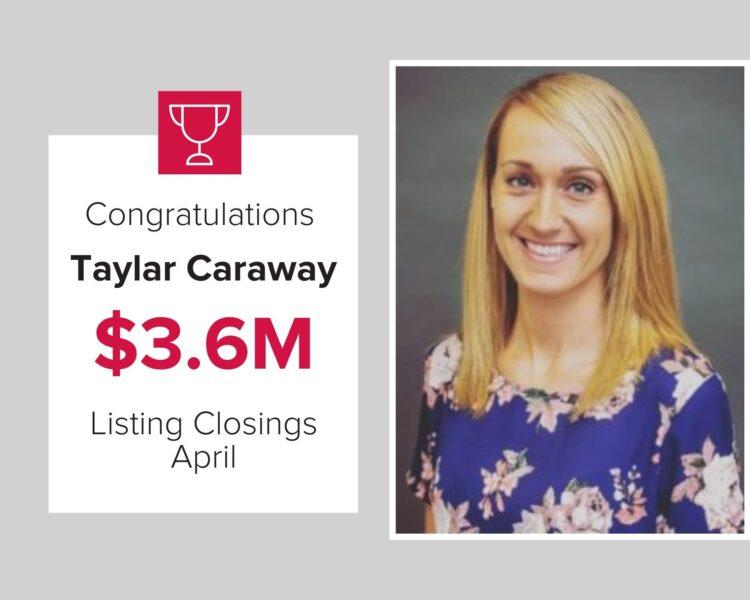 Taylor Caraway has been named a top real estate agent this April at Mark Spain Real Estate