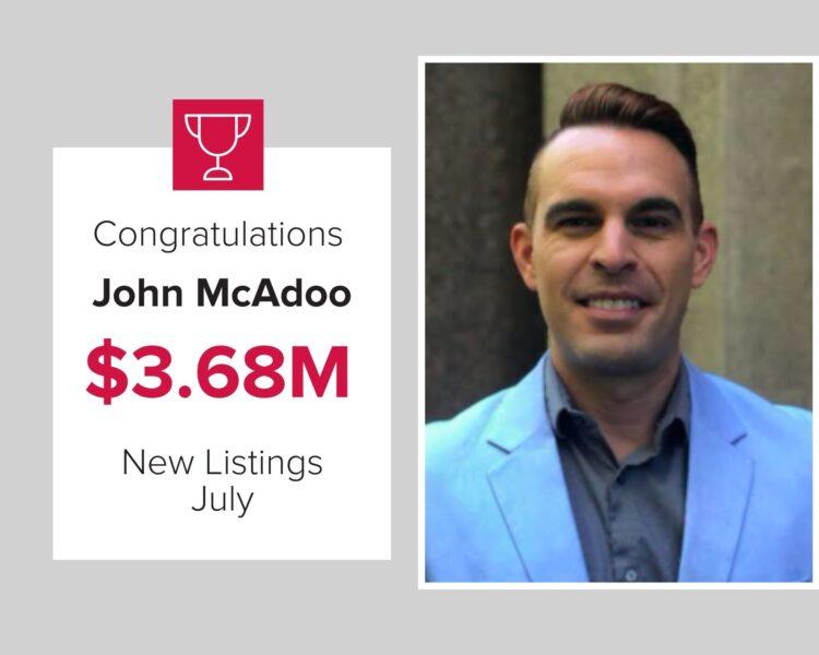 John McAdoo July Listing Volume Winner