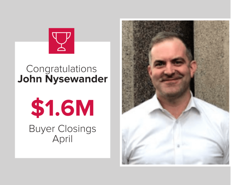John Nysewander was in the top three buyer agents in April 2020.