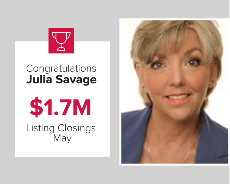 Julia Savage had over $1.7 million in closings during May 2020