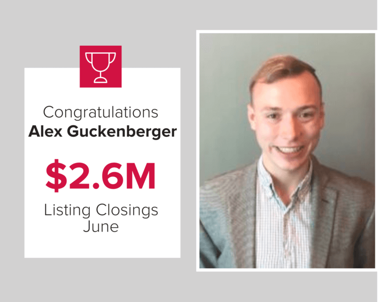 Alex closed $2.6 million in homes during June 2020