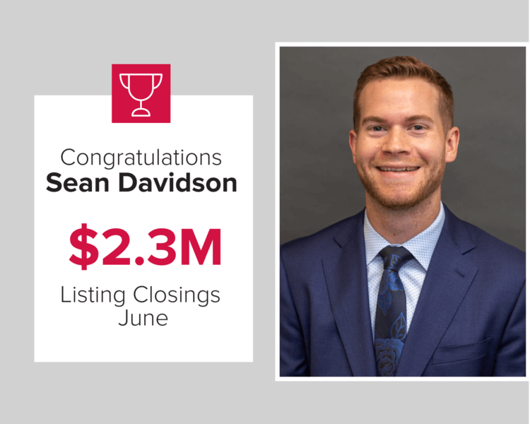 Sean Davidson closed $2.3 million worth of homes in June 2020