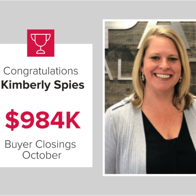 Kimberley is a top agent for buyer closings in October 2020