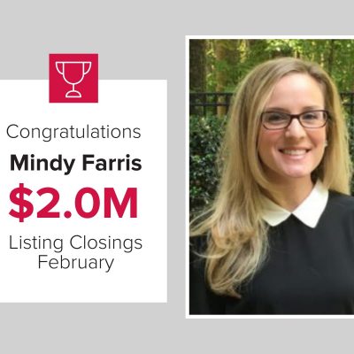 Mindy was the number 2 agent for listing closings in February 2021