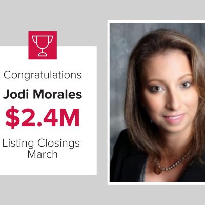 Jodi was the number 2 listing agent for closings in March 2021.