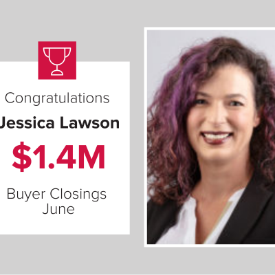 June 2021 Jessica Lawson had $1.4M in buyer closings in June.