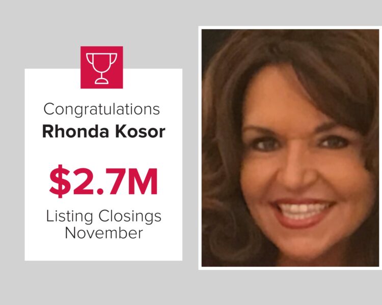 Rhonda Kosor has top 3 spot in closings for November