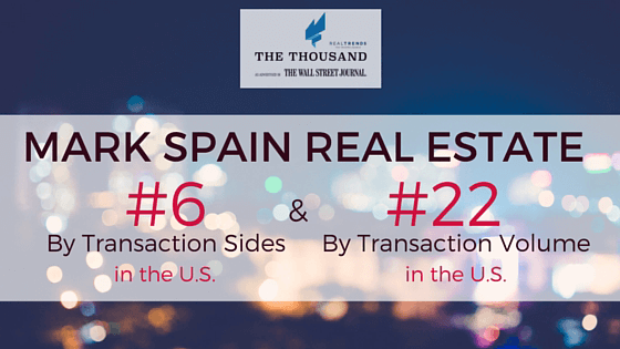 REAL Trends, as advertised in The Wall Street Journal, named Mark Spain Real Estate one of America’s top real estate teams in the country.