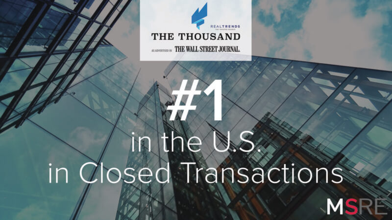 Real Trends Wall Street Journal just named Mark Spain Real Estate to the Thousand as the #1 team in the United States for closed sales